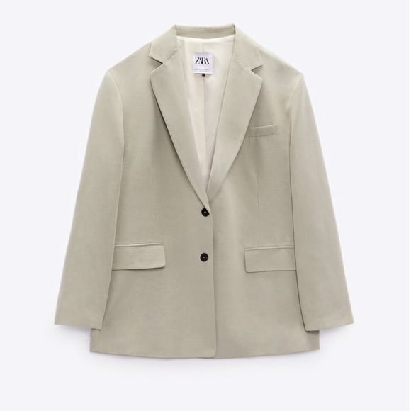 ZARA NWOT Oversized Vented Linen Bland Blazer - Picture 1 of 4